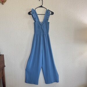 Teen Girl - Inspired Hearts Powder Blue Smocked Ruffle-Strap Romper